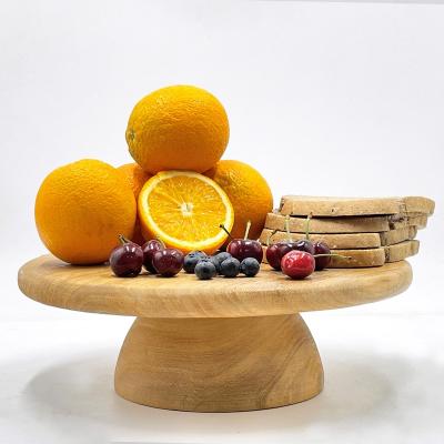 China Viable Custom Made High Quality Wooden Cake Trays Wooden Footed Paulownia Cake Plate Cake Stand For Wedding for sale