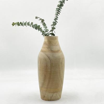 China Eco-friendly Home Decor Solid Wood Pot Planter Vase Flower Materials Wooden Vase For Ornament Desktop Crafts for sale