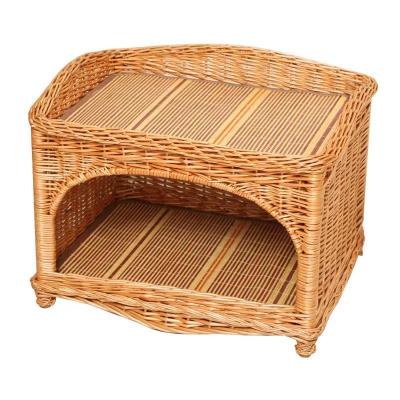 China Small Dogs And Cats Rattan Living Basket Pet Bed House / Modern Hand - Woven Wicker Cat Bed With Cushion for sale