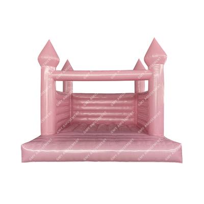 China Commercial/Birthday/Wedding/Party/School/Hot Sale PVC Inflatable White Bounce House Party Event Wedding Outdoor Reflection Pink Bouncy Castle For Party Rental for sale