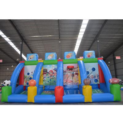 China Commercial/Birthday/Wedding/Party/School/Party Event Large 4 in 1 Inflatable Carnival Sports Challenge Game for Soccer Football Basketball Shooting for sale