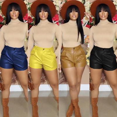 China Anti-wrinkle Spring Autumn Winter New Women Sexy Solid Color Leather Hot Shorts for sale