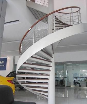 China Modern Curved Wooden Staircase Glass Stair Step Glass Fences Curved Staircase With Stainless Steel Stringer An for sale