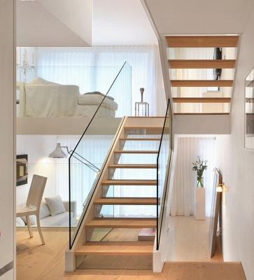 China China Suppliers Modern Staircase Straight Staircases Indoor Floating Staircase With Wooden Glass Tread for sale