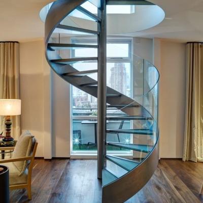 China Modern Chinese Factory Decoration 3 Years Warranty Sale Spiral Staircase Steel Curved Staircase for sale