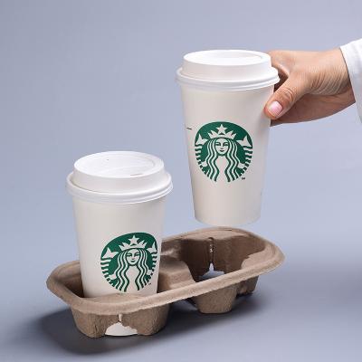 China Biodegradable Packaging Packaging Materials Pulp Takeout Tray Coffee Cup Carrier Holder for sale