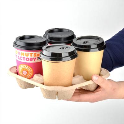 China Biodegradable Packaging Packaging Materials Pulp Balanced Tray Coffee Paper Cup Holder Carrier for sale