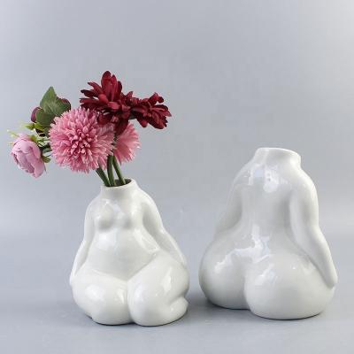 China Nordic modern home office ceramic art ceramic human body style vase garden decoration desk decoration for sale