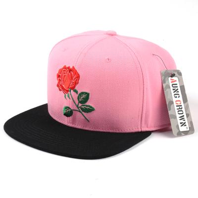 China JOINT custom rose embroidery fashion outdoor casual travel structured gorras snapback cap hat for sale