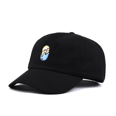 China JOINT Custom Plain Black Cotton Baseball Caps Custom Embroidery Logo for sale