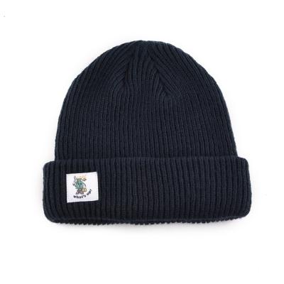 China OEM Winter COMMON Beanie Hats Solid Color Acrylic Beanie Label Knitted Custom Woven Hats for sale