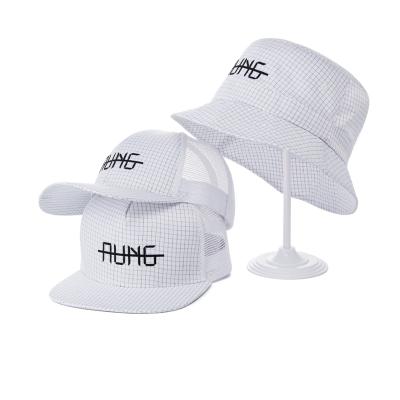 China Casual Wholesale Designer Plaid Embroidery Logo Adult Unisex Custom White Bucket Hats for sale