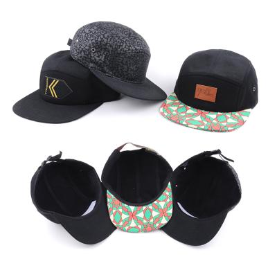 China 5 Fashion COMMON Adjustable Flat Brim Panel Custom Blank Black Caps for sale