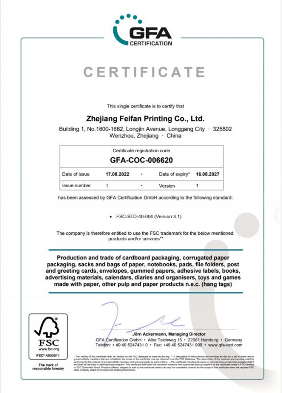 FSC - Zhejiang Feifan Printing Co., Ltd.