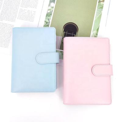 China Gift A6 PU Loose Leaf Notebook Cover Leather Macaron Color Cover 6 Ring Binder Notebook Cover Stationery Diy Journal Planner for sale