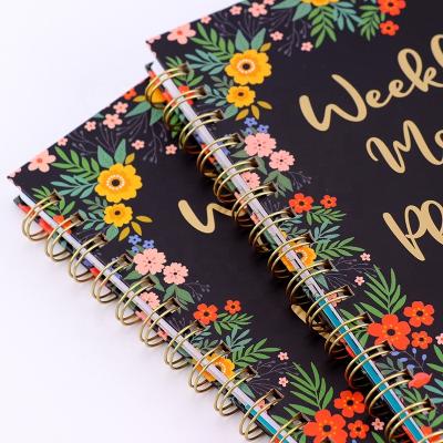 China High Quality Factory Customized Colorful Hard Cover Printing Floral Notebook Spiral Notebook Planner Diary Customized Service for sale