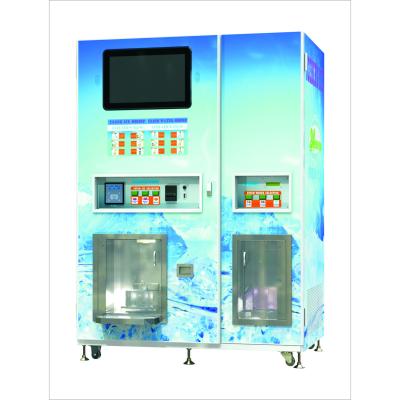 China Commercial Fully Automatic Ice And Water Vending Machine With Automatic Bagging 2.2cm*2.2cm*2.2cm for sale