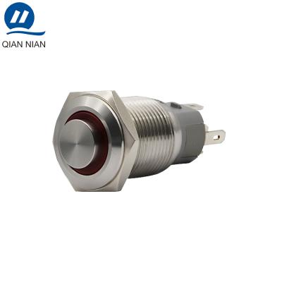 China Brass/Stainless Aluminum/Nickel Plated Stainless Steel Momentary Latching Flat Head Ring-illuminated 24V 16MM Metal Push Button Switch for sale