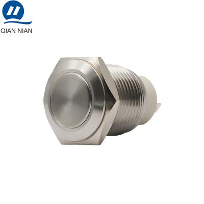 China Best Price 16mm Flat Head Stainless Steel Waterproof On On Metal Momentary 2 Pin Push Button Switch for sale