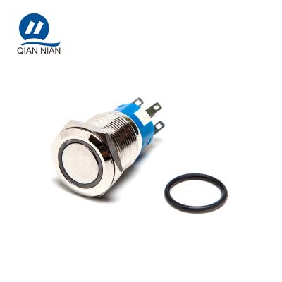 China Elevated Push Button Switch 19mm Head Ring-illuminated Anti-vandal Switch IP67 Industrial Metal Push Button for sale