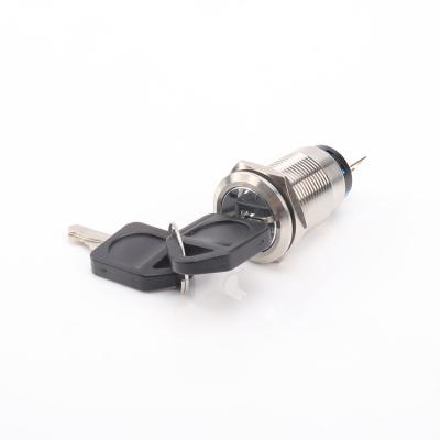 China Industrial Electric Lock 2 Position CCC Control 19mm Electric 3 Position Locking Metal Key Switch Waterproof Master Switch for sale