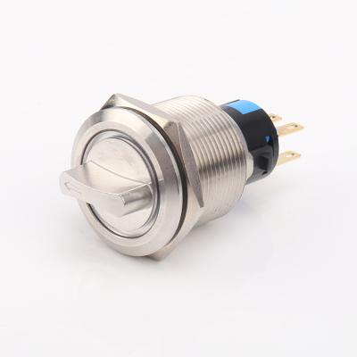 China Industrial Control Ce Rohs Waterproof 22mm 3 Position Metal Push Button Switch 24v Mechanical Rotary Switch for sale