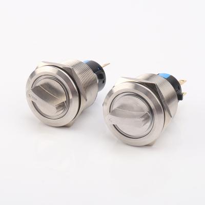 China Control 25mm 3 Position Push Button 24v Metal Push Button Switch Industrial Waterproof Mechanical Rotary Switch for sale