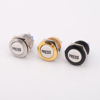 China Industrial control 5a/250vac 19mm 12 volt waterproof ceramic metal momentary push button switch for sale