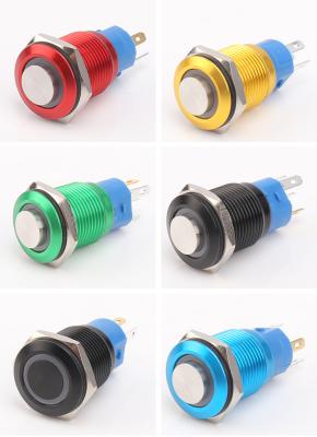 China Momentary Control 16mm Metal Push Button Switch Industrial Colorful Stainless Steel Short Button Switch for sale