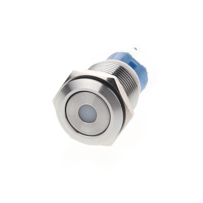 China Industrial flat button 5pin control 16mm momentary or latching lens illuminated waterproof led push button switch for sale