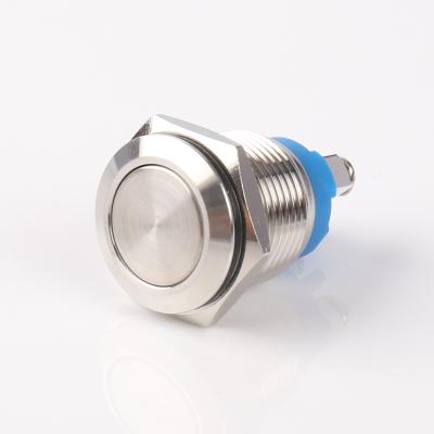 China Waterproof Flat Button Switch Head IP65 3A 250V Metal Push Button Switch 16mm Self-recover Screw Leg for sale