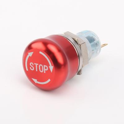 China Control 16mm Emergency Stop Metal Industrial Waterproof Red Push Button Switch With 12 Volt Switch for sale