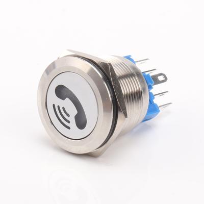 China Industrial Control 25mm Telephone Symbol Customized Momentary Push Button Switch With Led for sale