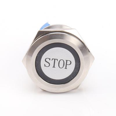 China Industrial Control 22mm Metal Led Indicator Light Stop Symbol Customized Bargain Stainless Switch 250v 3a Metal Waterproof Push Button Switch for sale