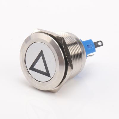 China Control 22mm Triangle Industrial Symbol Customized Switch With 1no+1nc 6pins Led Metal Ip67 Waterproof Push Button Switch for sale