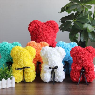 China Birthday Valentine's Day Thanksgiving Gifts Wholesale Valentines Christmas Gifts 40cm PE Floral Foam Decor Teddy Rose Bear With Box Flora San Valentin Artificial Flowers for sale