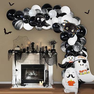 China Gift Toy Halloween Balloon Set Bat Spider Latex Balloon Party Black White Balloon Set Halloween Decoration for sale