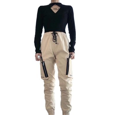 China Anti-wrinkle 2021 fashion women's casual trend news sports suit women cargo khaki pants for sale