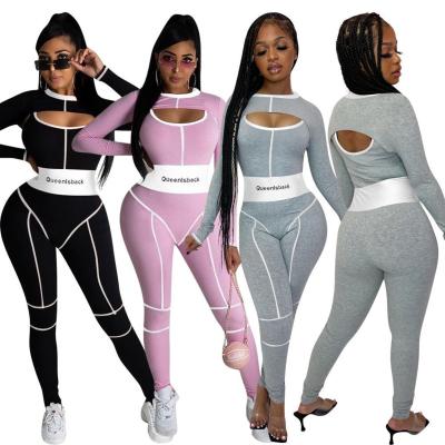 China QUICK DRY Women Long Sleeveless Bodycon Yoga Jumpsuit Two Piece Set Rompers for sale