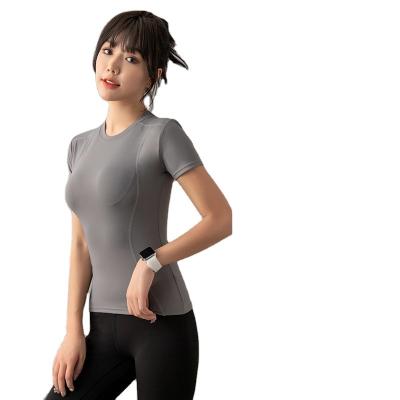 China Breathable Short Sleeve Bodycon Top Yoga Tops Active Sportswear Women Fitness Wear T-Shirt for sale