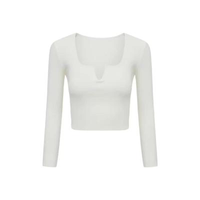 China New Style Anti-Shrink Square Neck T-shirt Pullover U Split Women Crop Top Solid Shorts for sale