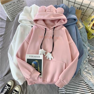 China Anti-pilling Mickey Embroidery Women Plus Size Pullover Hoodies Coat One Piece Hoodies for sale