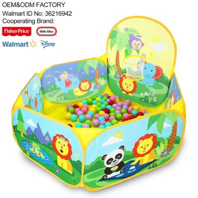 China Polyester Soft Waterproof Fabrics 2020 Baby Pop Ball Indoor Outdoor Pit Kids Play Tent For Toddlers Girls Boys With 25 Pcs Colorful Ocean Balls for sale