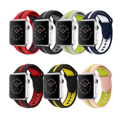 China Dual Sport Watch Band Color For Watch 2 3 4 5 Sport Silicone Rubber Watch Band For Apple Watch 42/44mm Bands Strap for sale