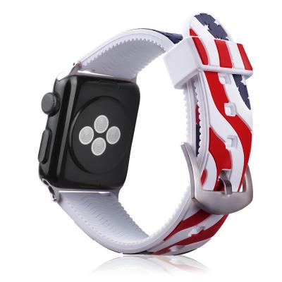 China For Apple Watch National Flag Silicone Smart Watch Series The New 6 5 Band Sport Rubber Straps For I Watch Band for sale