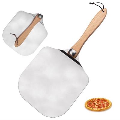 China Sustainable aluminum curved pizza peel with wooden foldable handle SW-BA89C for sale