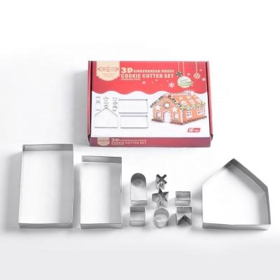 China Sustainable Christmas Gingerbread House Cookie Cutter Set 10pcs SW-BS160B for sale