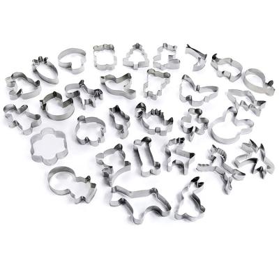 China Sustainable 30 Pieces Stainless Steel Biscuit Cookie Cutter Set With Cartoon Shapes SW-BS151 for sale