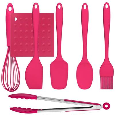 China Viable Wholesale 7 Pieces Silicone Spatula Cooking Set With Tongs SW-CT27 for sale