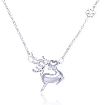 China Female Fawn Elk Necklace Pendant Clavicle Set Chain of Love s925 Silver Necklace for sale